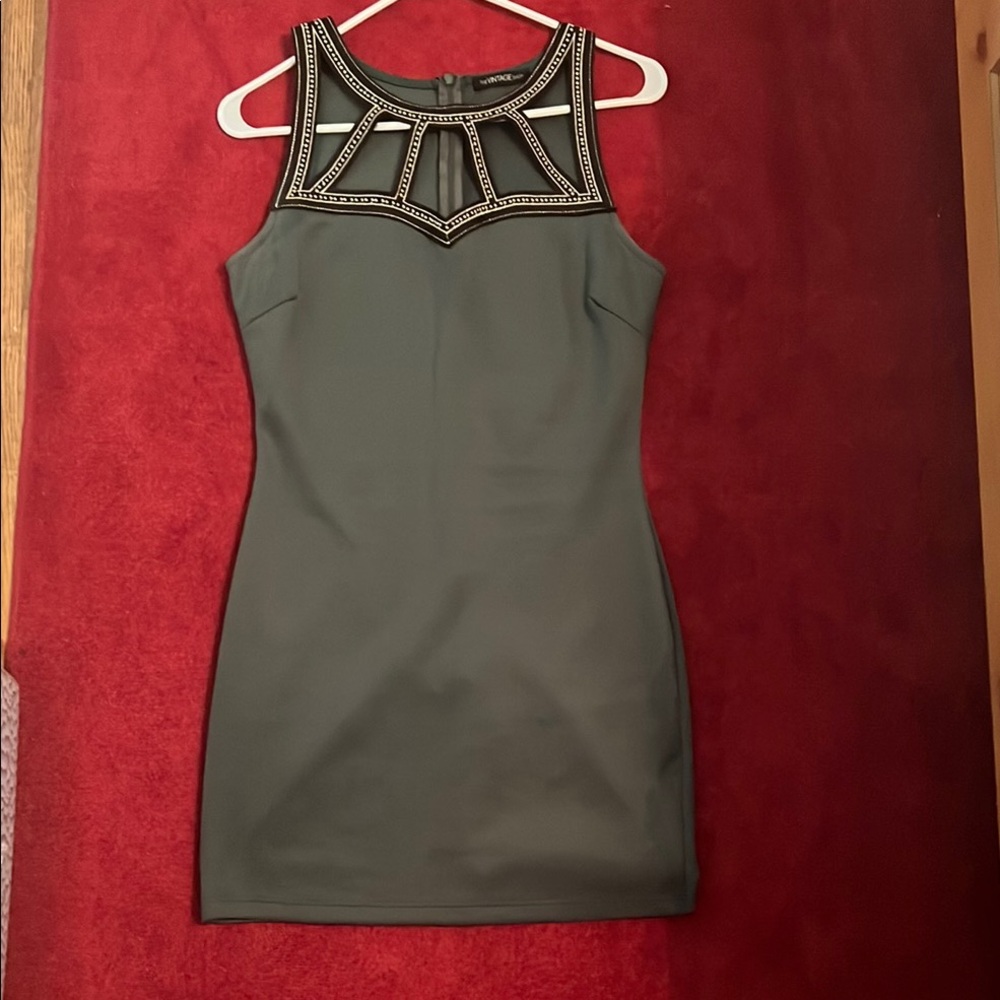 The Vintage Shop Green Geometric Mini Dress